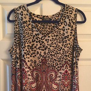ROZ & ALI SLEEVELESS BLOUSE 1X ANIMAL
